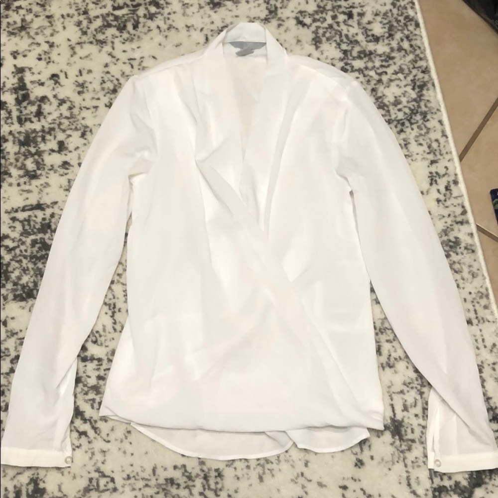 H&M white wrap shirt 2